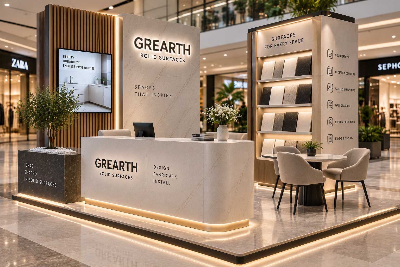 Solid surface kiosk